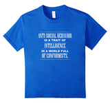 SIRENSTYLE Anti-Social Behavior is Intelligence - Non-conformist Shirt hoodies/Short Sleeve men/Short Sleeves women